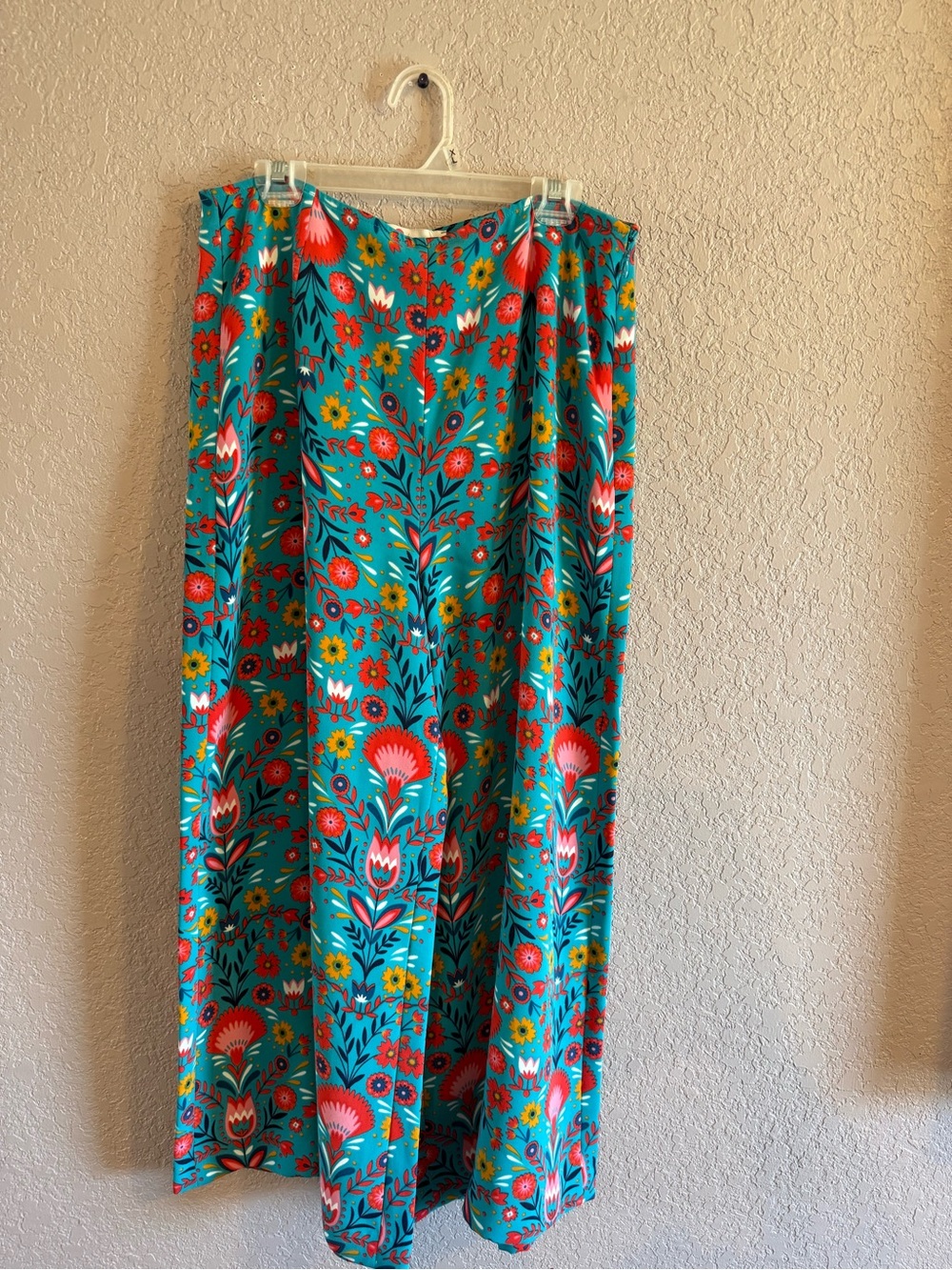 Boden Teal Wide-Leg Jumpsuit with Pink & Yellow Floral Print